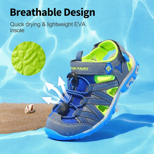 Kids Outdoor Sports Sandals - GREY GREEN BLUE - 1